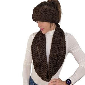 Chunky Scarf & Headband Crochet Handmade Handcrafted Boho Casual Comfy Sporty